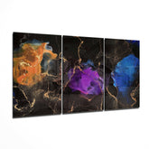 Orange, Blue, Purple Glass Art.